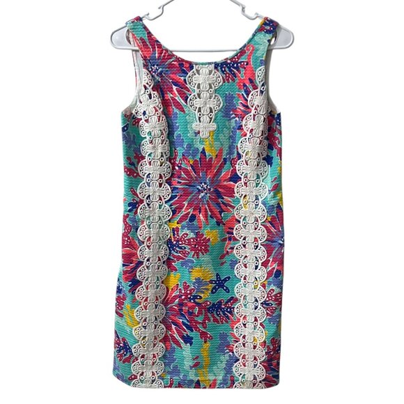 Lilly Pulitzer Aqua Trippin &‎ Sippin Shift Dress Lace Trim Size 6 - Picture 2 of 10